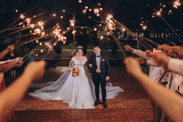 Bride and groom grand entrance at wedding reception