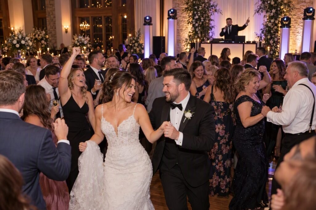 Orama Productions wedding DJ keeping guests dancing at a lively Lancaster Pennsylvania wedding reception