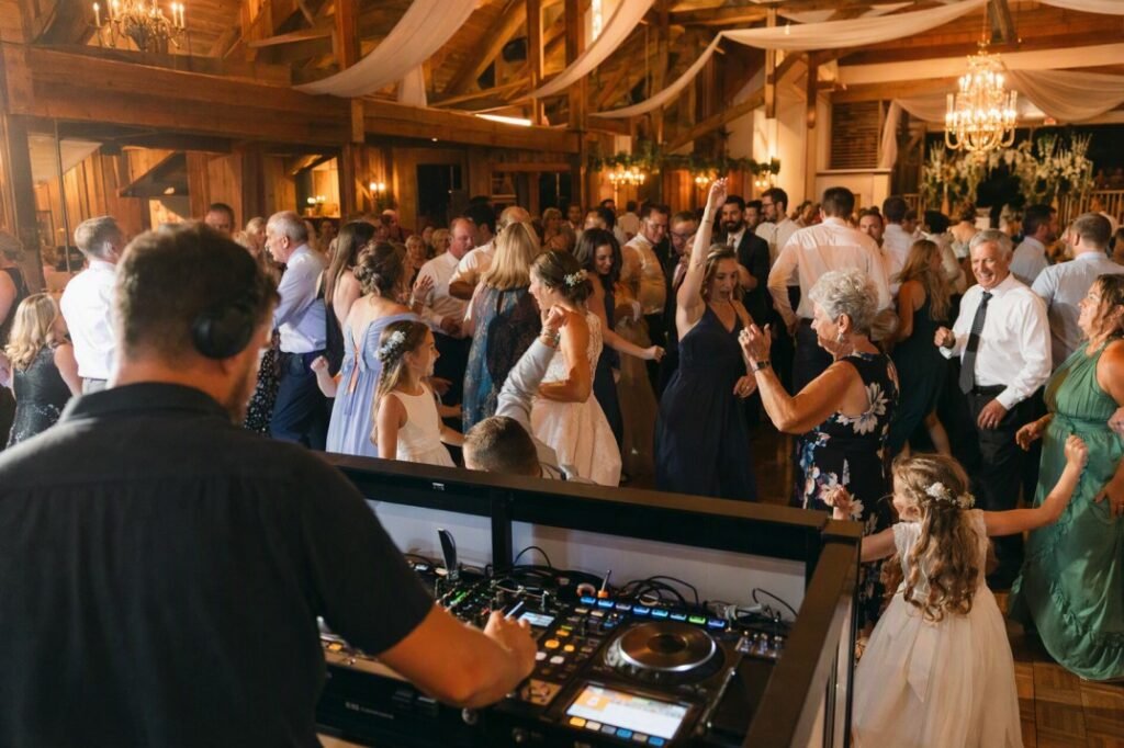 Professional wedding DJ entertaining guests at a Lancaster PA wedding