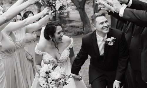 bride and groom at orama productions